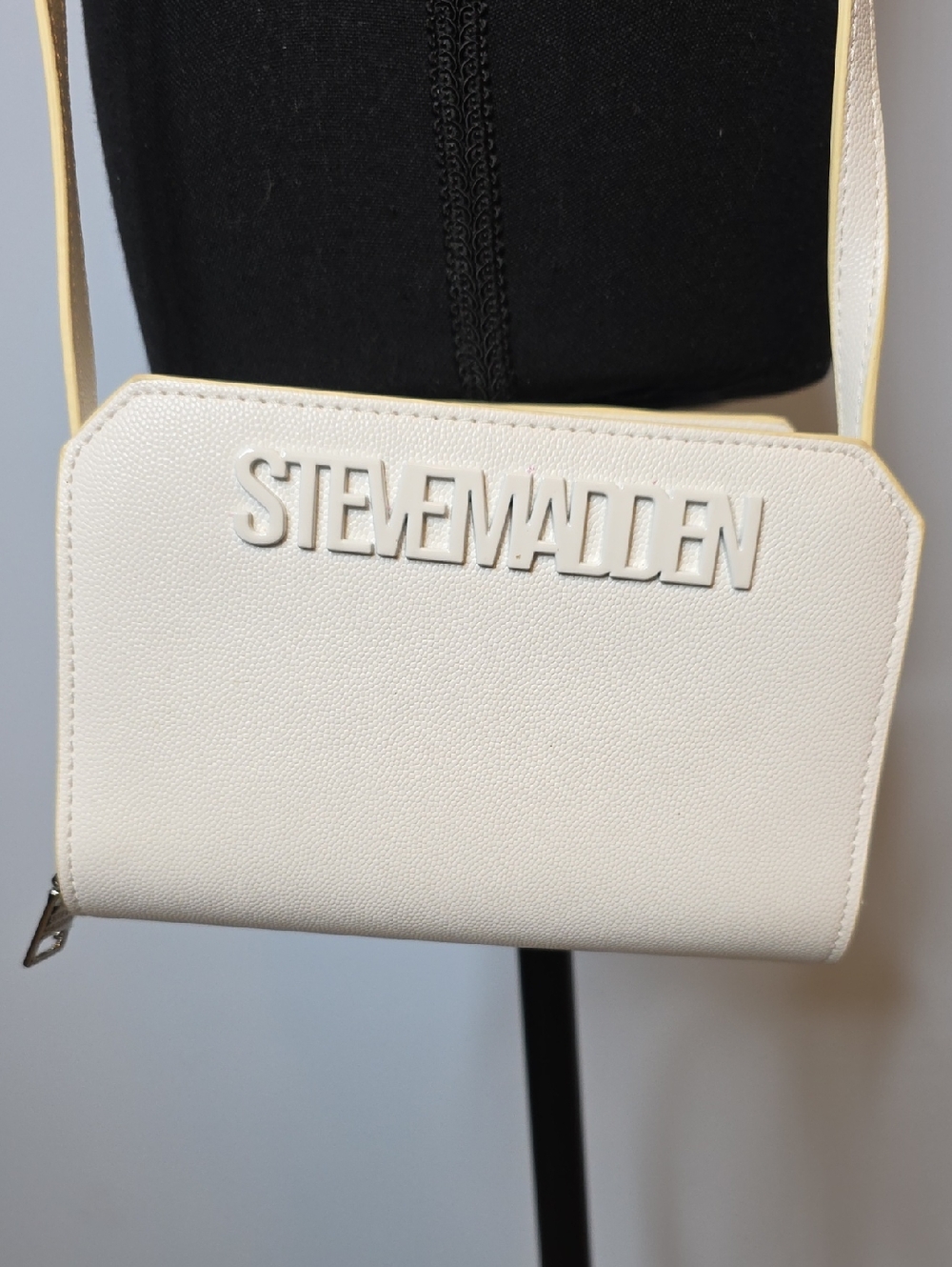 Steve Madden White Crossbody Bag with Raised Logo